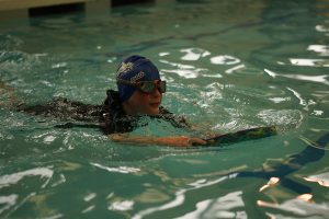 Squeals of delight as swim students dive in