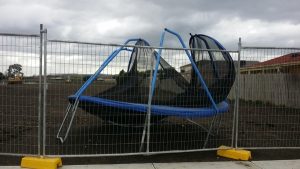Trampoline flies off