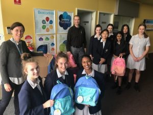 Students assemble packs for the homeless