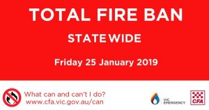 Total Fire Ban declared for Friday