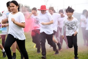 Kids enjoy a burst of colour