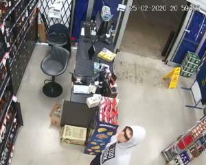 Bottle-o thief caught on cam in sandals
