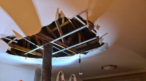 Ceiling comes crashing down