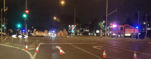 Two-car crash at busy intersection