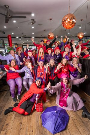 Ladies painting the town red