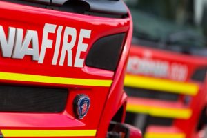 Shed fire sparks smoke warning